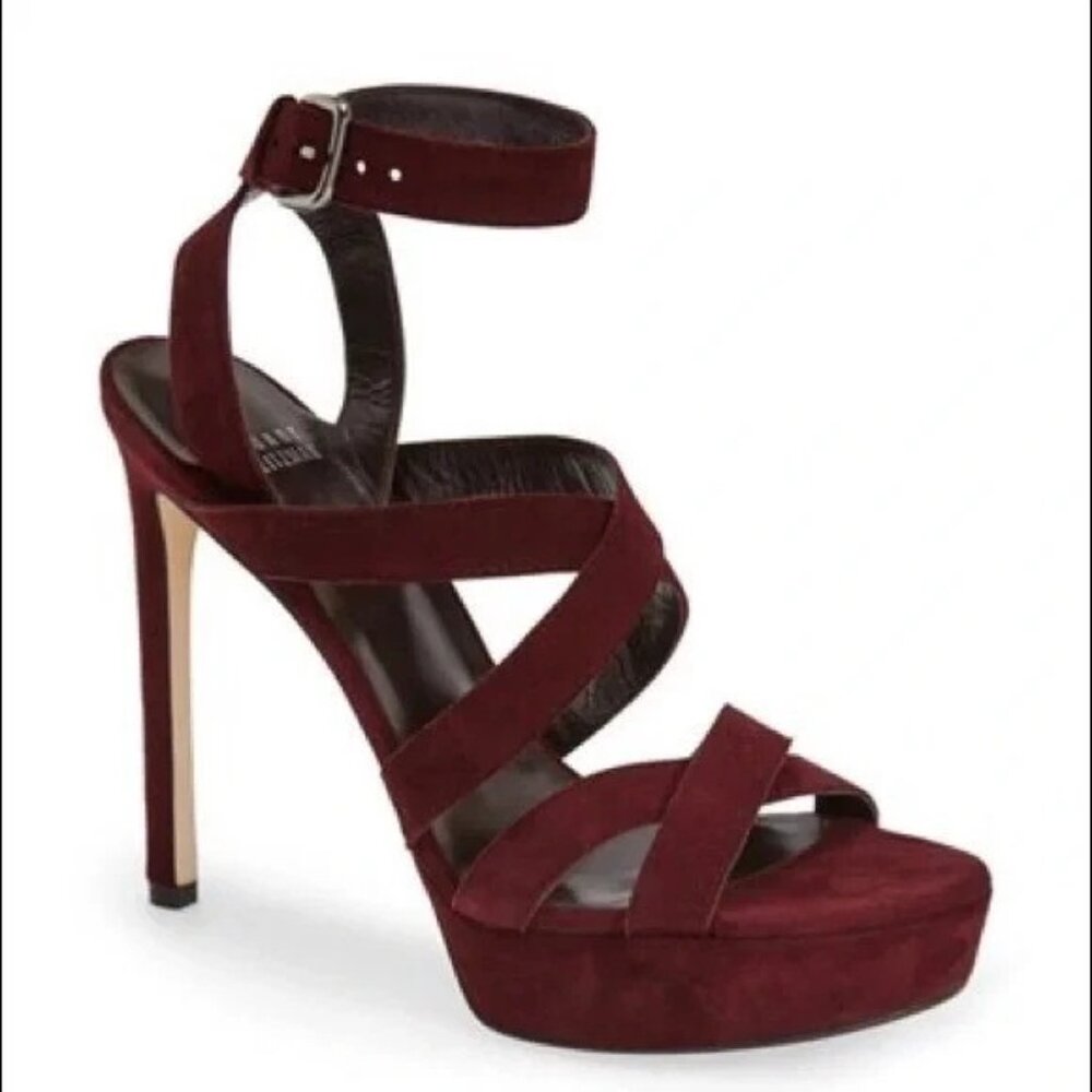 NEW Stuart Weitzman Soundtrack strappy heels burgundy sz 7 $495
